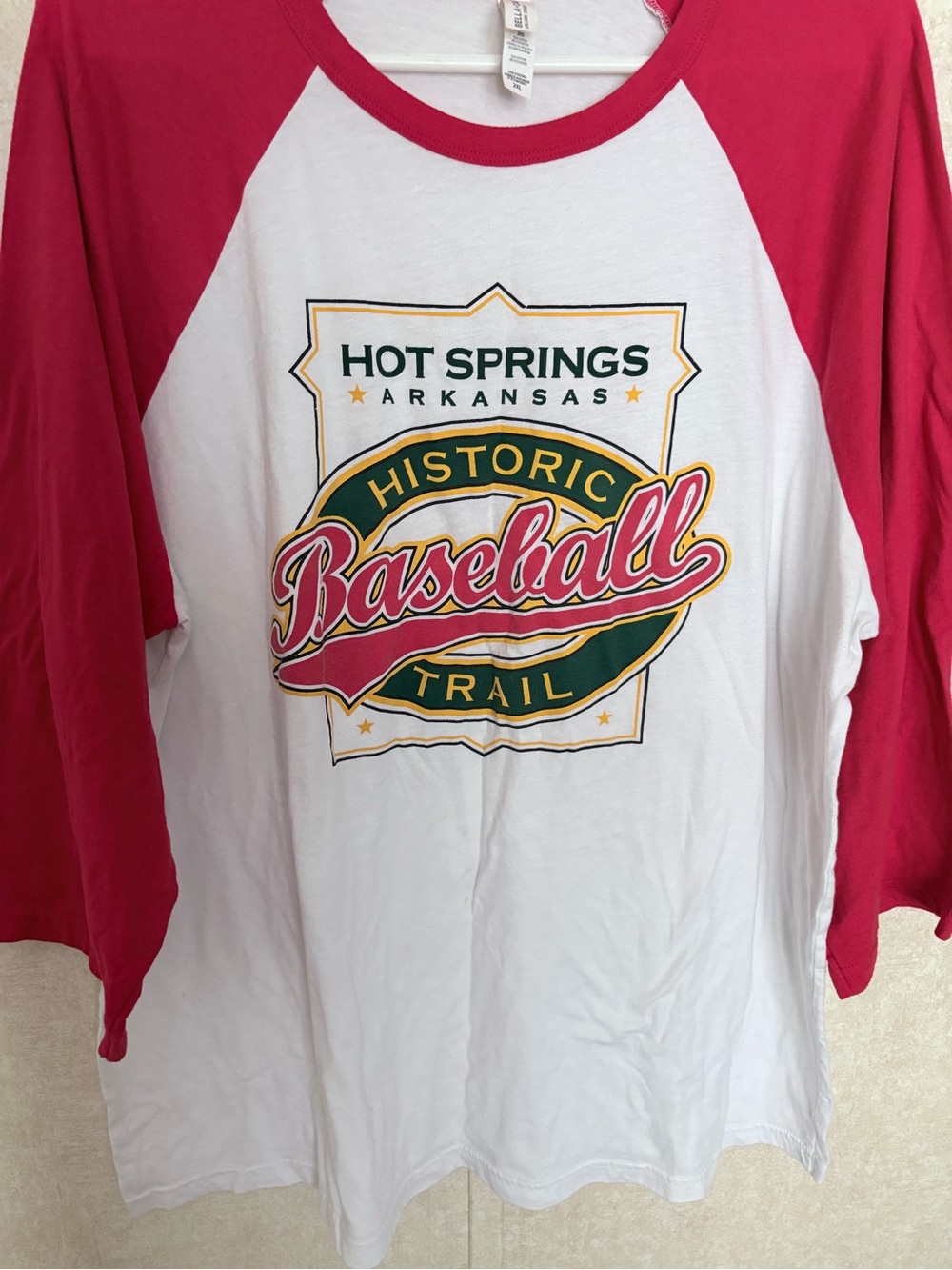 Hot Springs Arkansas Baseball Trail Raglan Shirt - White & Red